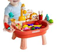 Huvqianu Kids Water Table Plays Station, Kitchen Pretend Role Toy Set, Fishing Game Activity Center, Multi-Feature Basin for Summer Patio, Beach, Daycare, Interior Use, 60x33x44cm