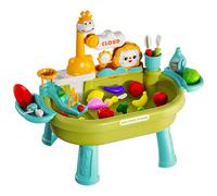 Huvqianu Kids Water Table Plays Station, Kitchen Pretend Role Toy Set, Fishing Game Activity Center, Multi-Feature Basin for Summer Patio, Beach, Daycare, Interior Use, 60x33x44cm