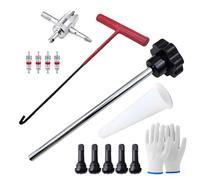 Huvqianu - Kit de válvula para neumáticos, 13 unidades, removedor de 4 vías, Single Head Installer, goma válvula Stem, Heavy-Duty Iron and Rubber Construction for Tires, 340 g