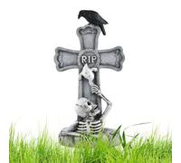 Huvqianu - Lápidas para tumbas de Halloween - Decoraciones de tumbas para cementerio, estelas en miniatura de miedo para decoraciones de suelo, paneles al aire libre, jardín, césped,