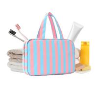 Huvqianu Neceser Viajero,Plegable Impermeable Rayada con Cuatro Compartimentos y Gancho - Neceser Viajero para Mujer | para Baño, Gabinete, Armario, Vacaciones, Finde, Ducha, Maleta, Camping, Diario