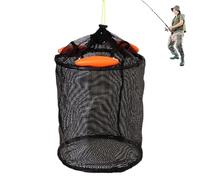 Huvqianu Portable Fish Cage - Compact Fishing Equipment Holder, Foldable Mesh Net with Support, Steel Frame with Lock, Cage Practical Storage, Angling Basket for Boat, Dock, Shore