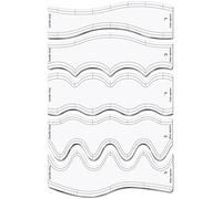 Huvqianu Quilting Ruler Set, Acrylic Composite Templates, Transparent Wave Design, 5-Piece Precision Tool Kit, Ideal for Sewing Projects, Handmade Crafts, Fabric Cutting, Tailoring Work 10.02 Inches