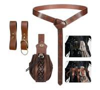 Huvqianu Renaissance Belt Kit, Halloween Cosplay Pirate Costume Accessories, Lightweight Yet Sturdy, Cosplay Purse Outfit Supplies for Women Adults Convention Theater Stage Photoshoot Party, Black