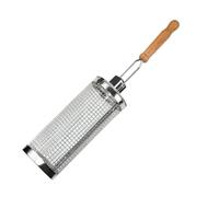 Huvqianu Rolling Grilling Baskets, Stainless Steel Bbq Mesh Cage, Rotating Barbecue Cylinder, Interactive Secure Grill Net for Shrimp Meat Vegetables, Ideal to Outdoor Cookouts & Smokers