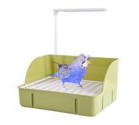 Huvqianu Sleek Design Pet Bathtub, Automatic Bird Bath, Sturdy Birds Bathing Tool Decorative Pet Bird Bath for Cage, Parrots, Love Birds, Indoor, Outdoor, Home, Green, White Color