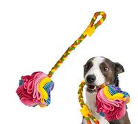 Huvqianu Snuffle Ball for Dogs, Soft Interactive Foraging Toy, Washable Safe Pet Puzzle Ball, Slow Feeder Dispenser, Fun Entertainment Activity, for Puppies Adult Dogs, Pink