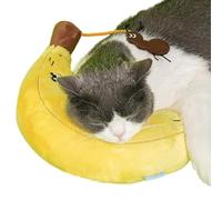 Huvqianu Stuffed Cat Chew Toys, Soft Puppy Plush Doll, 10.63x9.45in Bite Resistant Teething Banana, Fun Entertaining Design, Teething Toys Cats for Biting, Relaxing, Playing