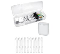 HUVZOR 1 caja organizadora de cables con 7 compartimentos, que incluye 10 bridas para cables y 1 caja transparente separada para la gestión de cables, adecuada para la organización del escritorio