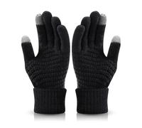 HUVZOR 1 par Guantes de invierno cálidos de punto guantes de pantalla táctil para hombres y mujeres, guantes con forro polar fino de un solo tamaño, guantes de invierno para conducción de trabajo