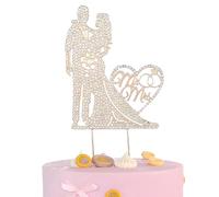 HUVZOR 1 pieza Cake Topper Boda Topper para Tartas de Mr y Mrs Novios Tarta para Bodas Compromisos Aniversarios Fiestas (Oro)