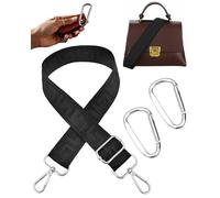 HUVZOR 1 Pieza Correa para Bolso Ajustable de Mujer con Mosquetón Plateado 3.8cm Anchura, Correa de Hombro Reemplazo para Bandolera y Crossbody, Negro Puro
