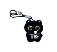 HUVZOR 1 pieza Llavero Peluche, Peluche Llavero Kawaii, Juguetes Llavero, juguete de peluche negro lindo gato,para Mochila（A）