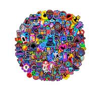 HUVZOR 100 Piezas Stickers Neon Bonitas, Impermeable Vinilo Pegatinas para Scrapbooking Journal Ordenador Portatil Botella Maletas Skate Diario Libreta Moviles Laptop Agenda Patinete Taza etc