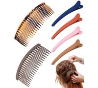 HUVZOR 2 PCS Peines laterales franceses, peine de dientes partidos, Laterales de plástico para el cabello, Con 4 horquillas de pico de pato,peines con 21 dientes para mujeres y niñas
