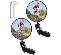 HUVZOR 2 Piezas Espejos de Bicicleta,Espejo Retrovisor Convexo Giratorio de 360°,Soporte Universal para Manillar (17-22 mm) para Bicicleta de Montaña y Carretera