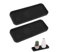 HUVZOR 2 piezas Organizadores para Fregadero de Silicona, Unidades Esterilla de Goteo, 23 cm x 9 cm Soporte para Estropajos, Cepillos o Jabón(Negro)