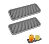 HUVZOR 2 piezas Organizadores para Fregadero de Silicona, Unidades Esterilla de Goteo, 23 cm x 9 cm Soporte para Estropajos, Cepillos o Jabón(Gris)