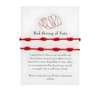 HUVZOR 2 Piezas Pulsera Roja, Pulsera Hilo Rojo Pulsera Mal de Protección y Buena Suerte, Amuleto del Kabbalah, Pulsera Ajustable para Parejas, Hombre, Mujer y Familia