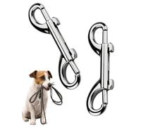 HUVZOR 2Pcs mosquetones dobles plateados, doble mosquetón, acero inoxidable, mosquetón doble, duradero, 9 cm, cadena de cierre para Conexiones Cuerda Correas Perro Llavero