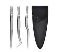 HUVZOR 3 piezas Pinzas de Acero Inoxidable, Pinzas de Codo de Acero Inoxidable, con Puntas Dentadas de Precisión (16 cm)