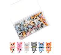 HUVZOR 30 Piezas Gato Chinchetas para Corcho, Chinchetas Bonitas Alfileres de Empuje Chinchetas Animales Chinchetas Decorativas Push Pins para Tablón de Anuncios Pared Oficina Escuela Uso