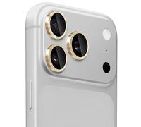 HUVZOR 3Pcs Protector Cámara para iPhone 17 Pro Max/17 Pro, Cristal Templado & 9H Dureza HD Vidrio Templado e Aleación de Alumio Protector Camara- Glitter, oro