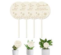 HUVZOR 4 letreros de madera con flores, etiquetas de madera para jardinería, etiquetas DIY para macetas, regalos de despedida para profesores, regalos de agradecimiento.