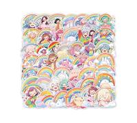 HUVZOR 50 Pcs Arcoíris Pegatinas de vinilo para botellas de agua, vaso, equipaje, monopatín, parachoques, taza para álbum de recortes, para niños, adolescentes y adultos