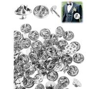 HUVZOR 50 Piezas Cierres de Mariposa,Embrague de Mariposa con Pines en Blanco,Mariposa Pin Embrague,Mariposa Imperdibles,Alfileres de Corbata para Manualidades DIY Fabricaciónde Joyería (Plata)