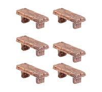 HUVZOR 6 piezas Accesorios de Jardín de Hadas - Banco de Madera, Puente de Troncos y Bancos para Jardín Mágico(Amarillo claro)