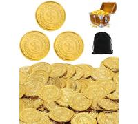 HUVZOR 80 monedas de oro de metal, DND, monedas piratas, herramienta de alivio del estrés, con bolsa de cordón de terciopelo para juegos de mesa, juegos de rol, caza de tesoros, piratas, aventuras