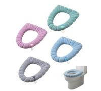 HUVZOR Accesorios de inodoro - 4PCS Funda Térmica Lavable,Suave Toilet Seat Cover con Anillo Integrado,Tejido de Fibra Cálido y Cómodo para Uso Diario en Baño Hogar