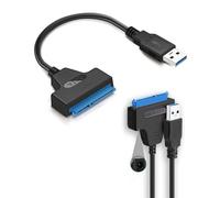 HUVZOR Cable Adaptador Disco duro USB 3.0 a SATA,para Discos Duros SSD/HDD 2.5 3.5Pulgadas,Con Puerto CC, Cable de Alimentación de 12 V/3 A no Incluido,Compatible con los Sistemas Operativos Windows