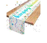HUVZOR Camino de Mesa 180 x 35 cm Decoración de Cumpleaños Color Feliz Cumpleaños Mantel Fiesta de Cumpleaños de los Niños Manteles Desechable