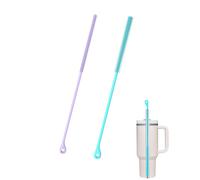 HUVZOR Cepillo Limpia Pajitas Silicona,2Pcs Cepillo Pajitas Reutilizable para Pajitas Vidrio,Pajitas Metal,Pajitas Smoothie y Vasos Pajita,Mango Antideslizante Suave y Doblable,6mm+9mm,Azul Cielo