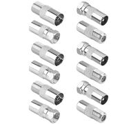 HUVZOR Conector de antena de TV F macho a TV macho Adaptador de antena de TV para cables aéreos Cables satelitales 9.5TV hembra a conector coaxial macho tipo F 12 piezas
