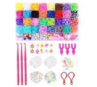 HUVZOR Juego de 2500 cintas de loom para niños, Múltiples colores, bandas de goma con ganchos de perlas y caja de almacenamiento, pulseras de accesorios para hacer tus propias pulseras