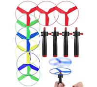 HUVZOR Juego de 3 piezas Platillos Voladores Juguete De Disco Helicóptero De Juguete Volantes De Discoteca Incluye 3 Lanzadores Cuerda Y 6 Platillos Voladores para Regalos De Cumpleaños para