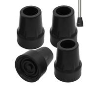 HUVZOR Juego de 4 puntas de embout de canne de marche, embouts de cannes, Bastón Goma de Repuesto Puntas para Caña Caminar Muleta Plegable(Negro)