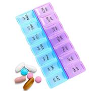 HUVZOR Pastillero Semanal 7 Días, Pastillero Grande con 14 Compartimentos XL, Pastillero Diario para 7 Días, Organizador de Pastillas y Medicamentos, Perfecto para Uso en Casa y Viajes