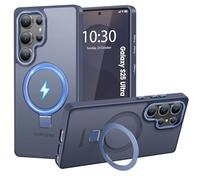 HuwaiH Funda para Samsung Galaxy S25 Ultra, Anillo magnético Invisible Resistente, protección contra caídas, Resistente a arañazos y antihuellas(Azul Oscuro)