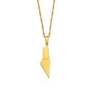 HUWAIYUNDONG Palestina Colgante Cadena Mapa Collares, Esquema Vintage Moda Patriótica Joyería Unisex Región Accesorios, Hiphop Geométrica Cadena Ajustable Regalo De Boda,Oro,60Cm