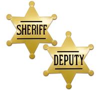 Huwane 1 insignia de sheriff y 1 insignia de sheriff adjunto, broche de metal, insignias de policía, pin de policía occidental, estrella del viejo oeste, accesorio para niños, adultos, niños, niñas
