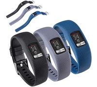 Huwokxix Correa Compatible con Garmin vivofit 4,Ajustable Silicona Deportiva Band Repuesto Pulsera para Garmin vivofit 4 (Negro + gris + azul oscuro, Pequeño)