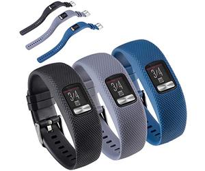 Huwokxix Correa Compatible con Garmin vivofit 4,Ajustable Silicona Deportiva Band Repuesto Pulsera para Garmin vivofit 4 (Negro + gris + azul oscuro, Pequeño)