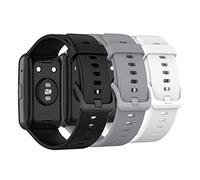 Huwokxix Correa Compatible con Huawei Watch Fit,Ajustable Silicona Deportiva Band Repuesto Pulsera para Huawei Watch Fit (Negro + gris + blanco)