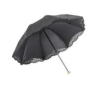 HUWOYG 1 Uds. Paraguas de encaje soleado y lluvioso for mujer a prueba viento 3 sombrilla plegable for negro Para bodas(Black Parasol)