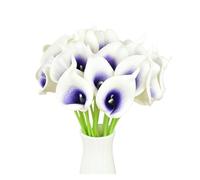HUWOYG 10Pcs White PU Fake Flower Artificial Real Touch Calla Lily For Wedding Bridal Bouquets Home Table Flowers Bouquet Decorations para Bodas(Color12)