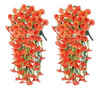 HUWOYG 2 Piezas de eucalipto Artificial Morning Glory Resistente a los Rayos UV, decoración Colgante for el hogar, jardín, Bodas, Uso versátil al Aire Libre para Jardines(Orange)